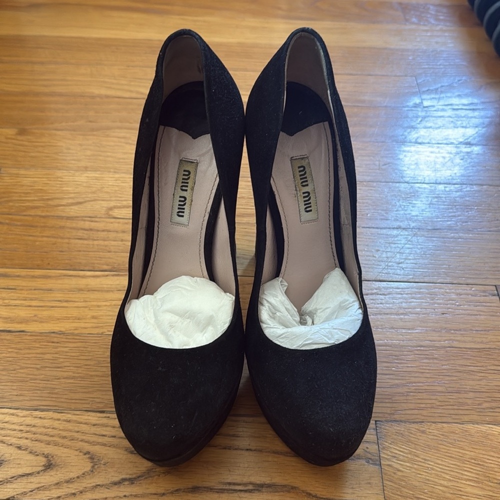 Miu Miu Black Suede Heels